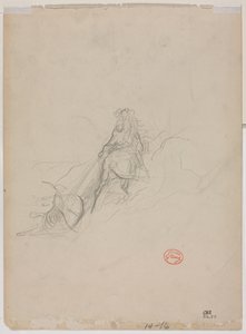 Vadászati jelenet vázlata (verso) alkotó: Gustave Dore