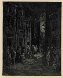 Nyomornegyedek (metszet) alkotó: Gustave Dore
