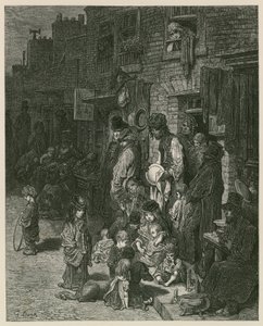 Nyomornegyedek Londonban (metszet) alkotó: Gustave Dore