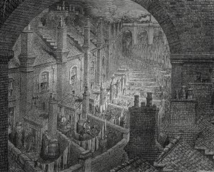 London nyomornegyedei, Gustave Dore metszete (1832-1883) alkotó: Gustave Dore