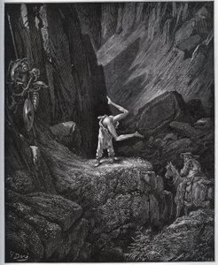 Don Quijote akrobatikus bűnbánata Sierra Morenában – Miguel Cervantes (1547-1616) „Don Quijote de la Mancha” című könyvéből (Don Quijote) – Fametszet Gustave Dore rajza alapján alkotó: Gustave Dore