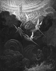 Mihály arkangyal és angyalai harcban a sárkánnyal, 1865-1866 alkotó: Gustave Dore