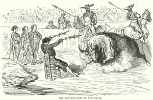 Banderillero a székben (metszet) alkotó: Gustave Dore