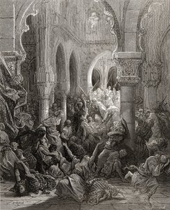 A keresztesek lemészárolják Caesarea lakóit, illusztráció a „Bibliotheque des Croisades” című könyvéből, J-F. Michaud, 1877 alkotó: Gustave Dore