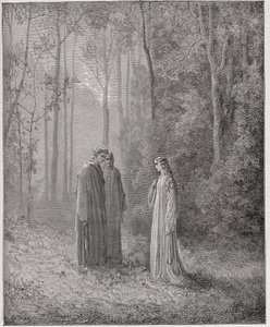 Az isteni színjáték (La Divina Comedia, La Divine Comedie), Purgatorio, 5. ének: Dante beszél Pia de Tolomei-vel (Tolommei) - Dante Alighieri (1265-1321) - Illusztráció: Gustave Dore (1832-1883) alkotó: Gustave Dore