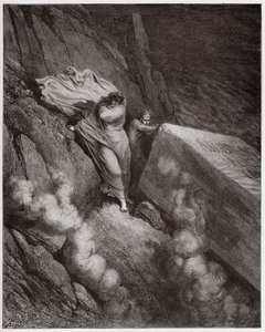 Az isteni színjáték (La Divina Commedia, La Divine Comedie), Pokol, 11. ének: II. Anasztáz pápa égő sírja - Dante Alighieri (1265-1321) - Illusztráció: Gustave Dore (1832-1883) alkotó: Gustave Dore