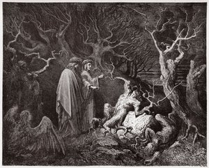 Az isteni színjáték (La Divina Commedia, La Divine Comedie), Inferno, 13. ének: Öngyilkosok az erdőben - Dante Alighieri (1265-1321) - Illusztráció: Gustave Dore (1832-1883) alkotó: Gustave Dore