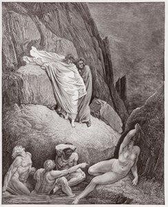 Az Isteni színjáték (La Divina Commedia, La Divine Comedie), Inferno, 18. ének: Vergilius a thai árnyalatot mutatja be Danténak – Dante Alighieri (1265-1321) – Illusztráció: Gustave Dore (1832-1883) alkotó: Gustave Dore