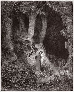 Az isteni színjáték (La Divina Commedia, La Divine Comedie), Inferno, 1. ének: Dante a vad erdőben - Dante Alighieri (1265-1321) - Illusztráció: Gustave Dore (1832-1883) alkotó: Gustave Dore