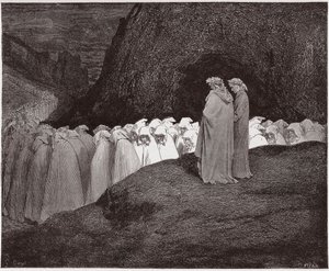 Az isteni színjáték (La Divina Commedia, La Divine Comedie), Inferno, 23. ének: A képmutatók megszólítják Dantét – Dante Alighieri (1265-1321) – Illusztráció: Gustave Dore (1832-1883) alkotó: Gustave Dore