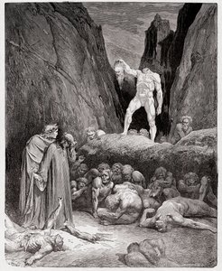 Az isteni színjáték (La Divina Commedia, La Divine Comedie), Inferno, 28. ének: Bertrand de Born levágott feje beszél Dantéval - Dante Alighieri (1265-1321) - Illusztráció: Gustave Dore (1832-1883) alkotó: Gustave Dore