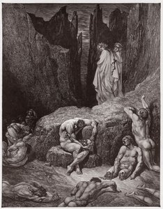 Az Isteni színjáték (La Divina Commedia, La Divine Comedie), Inferno, 29. ének: Vergilius megrovja Dante kíváncsiságát – Dante Alighieri (1265-1321) – Illusztráció: Gustave Dore (1832-1883) alkotó: Gustave Dore
