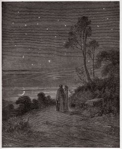 Az isteni színjáték (La Divina Commedia, La Divine Comedie), Inferno, 2. ének: Az első éjszaka sötétedő ege - Dante Alighieri (1265-1321) - Illusztráció: Gustave Dore (1832-1883) alkotó: Gustave Dore