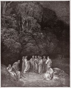 Az isteni színjáték (La Divina Commedia, La Divine Comedie), Pokol, 4. ének: Homérosz, a költők és hősök Limbóban - Dante Alighieri (1265-1321) - Illusztráció: Gustave Dore (1832-1883) alkotó: Gustave Dore