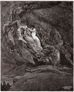Az Isteni színjáték (La Divina Commedia, La Divine Comedie), Inferno, 5. ének: Francesca leírja a halálát - Dante Alighieri (1265-1321) - Illusztráció: Gustave Dore (1832-1883) alkotó: Gustave Dore