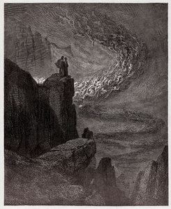 Az Isteni színjáték (La Divina Commedia, La Divine Comedie), Inferno, 5. ének: Minos megítéli a vétket és kiküldi a lelkeket - Dante Alighieri (1265-1321) - Illusztráció: Gustave Dore (1832-1883) alkotó: Gustave Dore