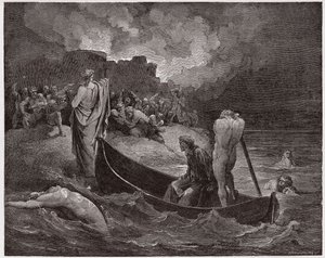 Az isteni színjáték (La Divina Commedia, La Divine Comedie), Inferno, 8. ének: Vergilius és Dante kiszállnak Dis fellegvárában - Dante Alighieri (1265-1321) - Illusztráció: Gustave Dore (1832-1883) alkotó: Gustave Dore