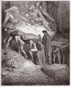 Az isteni színjáték (La Divina Commedia, La Divine Comedie), Purgatorio, 11. ének: A büszke, nehéz köveket hordozó lelkek - Dante Alighieri (1265-1321) - Illusztráció: Gustave Dore (1832-1883) alkotó: Gustave Dore