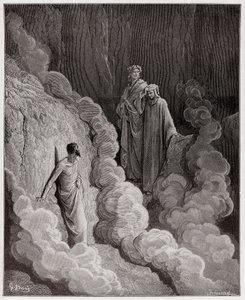 Az Isteni színjáték (La Divina Commedia, La Divine Comedie), Purgatorio, 16. ének: Dante Marco Lombardo lelkéhez beszél - Dante Alighieri (1265-1321) - Illusztráció: Gustave Dore (1832-1883) alkotó: Gustave Dore