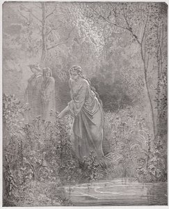 Az isteni színjáték (La Divina Commedia, La Divine Comedie), Purgatorio, 27. ének: Dant Leah álma a réten - Dante Alighieri (1265-1321) - Illusztráció: Gustave Dore (1832-1883) alkotó: Gustave Dore
