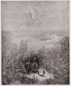Az isteni színjáték (La Divina Commedia, La Divine Comedie), Purgatorio, 8. ének: Az angyalok elűzik a kígyót - Dante Alighieri (1265-1321) - Illusztráció: Gustave Dore (1832-1883) alkotó: Gustave Dore