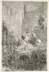 A King Pellams kastély bukása, Charles Henry Hanson Arthur király napjainak történeteiből, pub.1898 alkotó: Gustave Dore