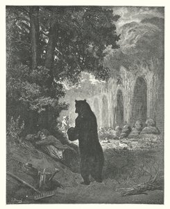 La Fontaine meséi: A medve és a kertészkedés amatőrje (metszet) alkotó: Gustave Dore