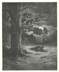 La Fontaine meséi: Fontaine: A róka és a pulykák (metszet). alkotó: Gustave Dore