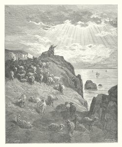 La Fontaine meséi: Fontaine: A pásztor és a tenger (metszet). alkotó: Gustave Dore