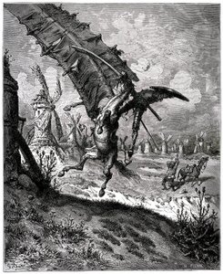 A Csatorna zseniális Hidalgo Don Quijote, Miguel de Cervantes alkotó: Gustave Dore