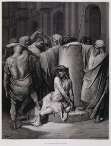 Krisztus megostorozása; Illusztráció a Dore Bibliából alkotó: Gustave Dore