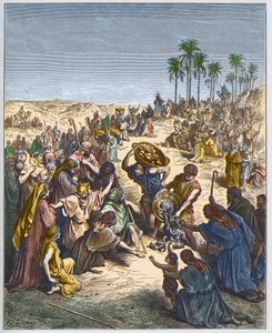 A kenyérszaporítás - Krisztus táplálja a sokaságot (Abundance Bread Christianity Crowd Graving Fish) - gravírozás Gustave Dore (1832-1883) „The Bible illustree”-be - Metszet a „” The Dore Bible”-ből” alkotó: Gustave Dore