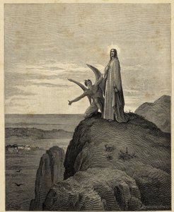 "Krisztus megkísértése" Jézus a sivatagba megy, ahol az ördög megkísérti. Gustave Dore (1832-1883) illusztrációja a Biblia számára. 1866 alkotó: Gustave Dore