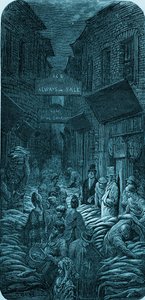 Viktoriánus halpiaci metszet, Gustave Doré alkotó: Gustave Dore