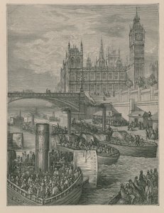 Westminster Stairs – gőzhajók indulnak alkotó: Gustave Dore