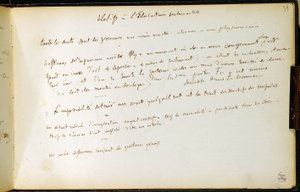 A munkafüzet 39. fóliója n. 19 Gustave Flaubert vázlatainak kéziratos oldala. Érzelmi nevelés tervei. BHVP. alkotó: Gustave Flaubert