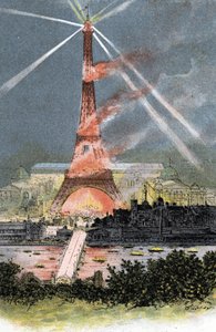 Az 1889-es párizsi világkiállításon megvilágított Eiffel-torony Gustave Fraipont (1849-1923) rajza Saint-Juirs „La seine a travers Paris” című rajzából