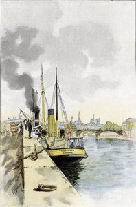 Angol csónakok a Saints-Peres vagy Carrousel híd közelében, Párizs Gustave Fraipont (1849-1923) rajza Saint-Juirs-ból alkotó: Gustave Fraipont