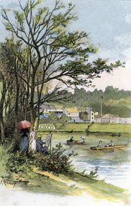 Vasárnapi babakocsik a szajnán Bas-Meudonban (Meudon-sur-Seine) Gustave Fraipont (1849-1923) rajza Saint-Juirs-ból