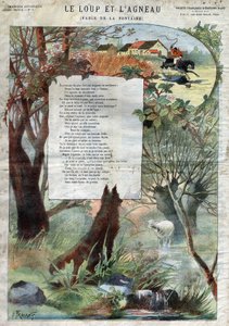 A farkas és a bárány. Jean de La Fontaine (1621-95) meséi. Illusztráció: Gustave Fraipont (1849 -1923). Magángyűjtemény.