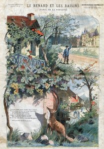 A róka és a szőlő. Jean de La Fontaine (1621-95) meséi. Gustave Fraipont (1849 -1923) illusztrációja. Magángyűjtemény.