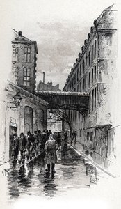 Kilátás egy flophouse-ra (doss-house vagy doss house) a rue de la Bucherie-n, a Maubert kerületben, Párizs Gustave Fraipont (1849-1923) rajza Saint-Jurs-ból alkotó: Gustave Fraipont