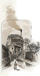 Kilátás a Bievre folyóra Párizsban Gustave Fraipont (1849-1923) rajza Saint-Juirs-ból alkotó: Gustave Fraipont