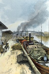 Kilátás a párizsi Canal de la Villette-re Gustave Fraipont (1849-1923) rajza Saint-Juirs-ból alkotó: Gustave Fraipont