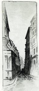 Kilátás a Hotel Colbert utcára a párizsi Maubert tér közelében Gustave Fraipont (1849-1923) rajza Saint-Jursból alkotó: Gustave Fraipont