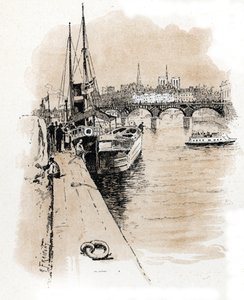 A Seine et Thames társaság képe, amelynek hajói összekötik Párizst Londonnal Gustave Fraipont (1849-1923) rajza Saint-Juirs „La seine a travers Paris” című rajzából alkotó: Gustave Fraipont