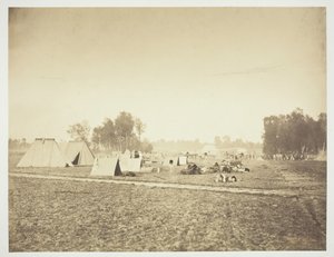 Sátrak és katonai felszerelések, Camp de Châlons, 1857. alkotó: Gustave Le Gray