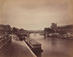A Pont du Carrousel, Párizs: 1856-1858 (fotó): Kilátás nyugatra a Pont des Arts-ról, 1856-1858 (fotó) alkotó: Gustave Le Gray