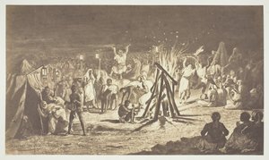 Untitled [Bénédict Masson festménye a Camp de Chalons tábortüzeiről], 1857. alkotó: Gustave Le Gray