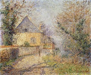 Házak a L"Eure partján, Louviers; Maisons au Bord de L"Eure, Louviers, 1902 alkotó: Gustave Loiseau